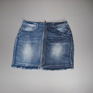 Distressed Denim Jean Skirt